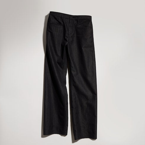 Loose fit cotton blend denim pants