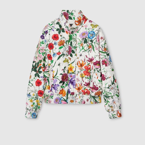 Printed quilted twill jacket