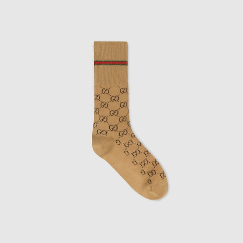 Camel / Brown GG Cotton Socks With Web