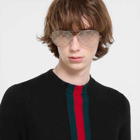 Fine knit wool sweater with Web