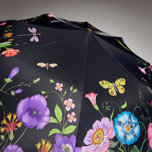 Nylon foldable umbrella with Gucci Flora print