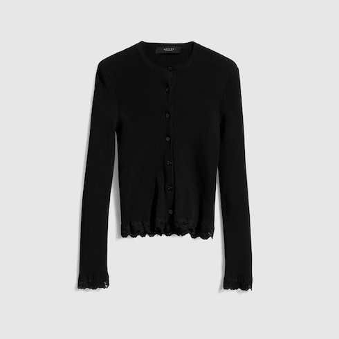 Fine matte viscose rib cardigan