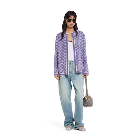 GG fine cotton jacquard cardigan