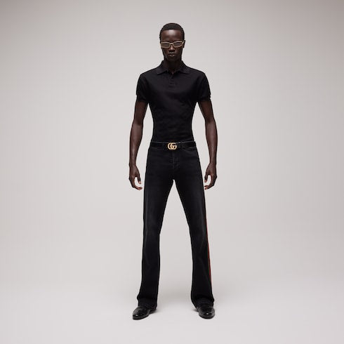 Cotton denim pants with Web