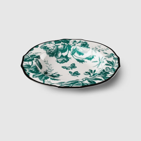 Green Herbarium Rim Soup Bowl, Set Of Two