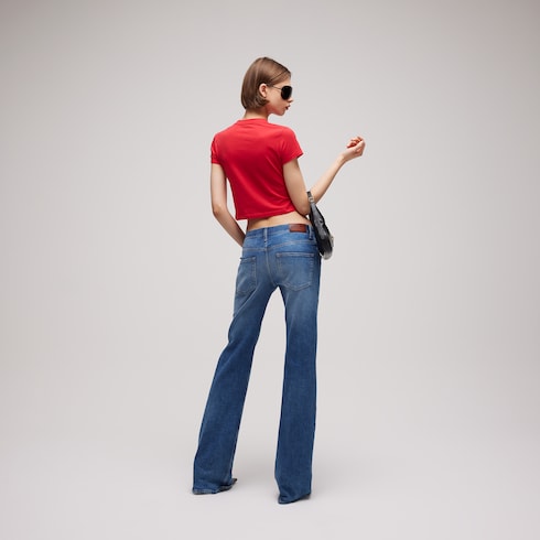 Cotton jersey T-shirt with devoré detail