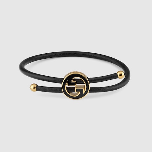 Bracelet with enamel Round Interlocking G