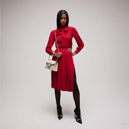 Interlocking G chain silk jacquard midi skirt