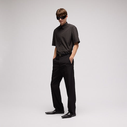 GG cotton poplin zip shirt