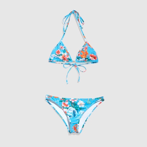 Printed stretch jersey bikini