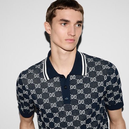 GG cotton knit jacquard polo shirt