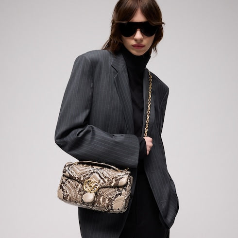 GG Marmont python medium shoulder bag