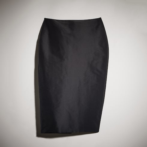 Fine silk faille midi skirt