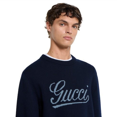 Wool sweater with Gucci intarsia