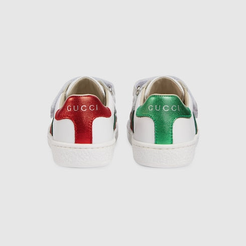 White Leather Toddler Sneaker With Web