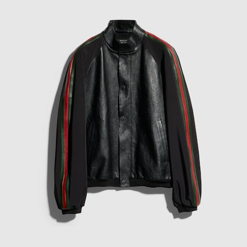 Leather bomber jacket with Web
