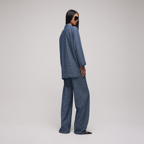 GG cotton denim jacquard pants