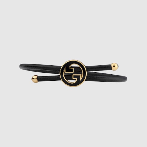 Bracelet with enamel Round Interlocking G