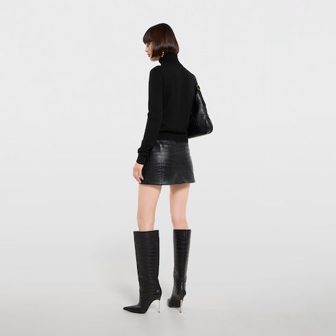 Knit wool turtleneck with embroidery