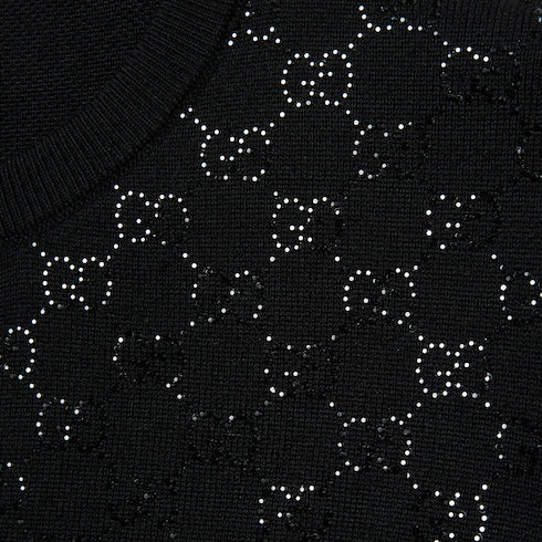 Fine wool cardigan with GG crystals