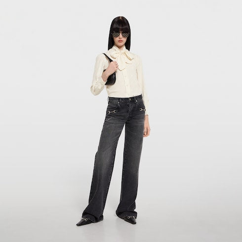 Silk crêpe satin Interlocking G shirt