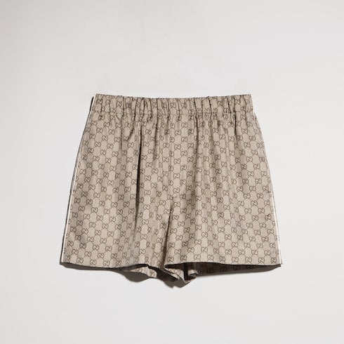 Printed silk twill shorts