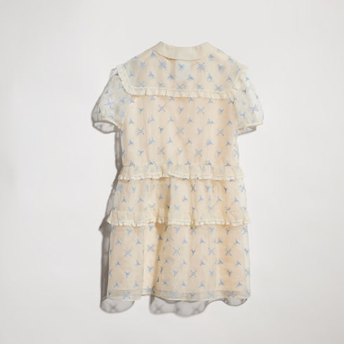 Children's embroidered silk dress