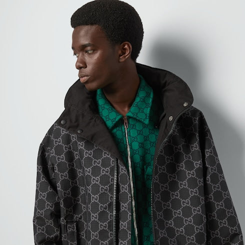 Reversible GG ripstop nylon jacket