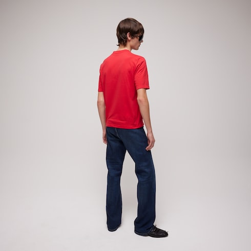 Cotton jersey T-shirt with devoré detail
