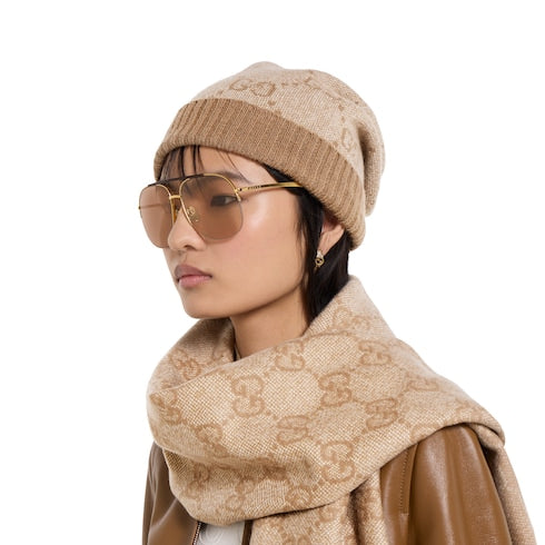 GG cashmere lamé hat