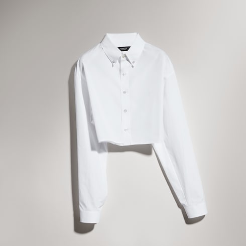 Cropped cotton poplin shirt