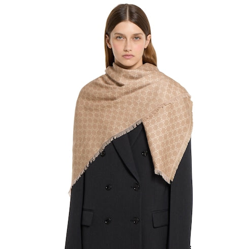 Printed GG cotton wool lamé shawl