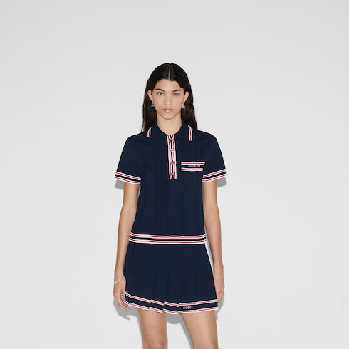 Polo top with striped trim