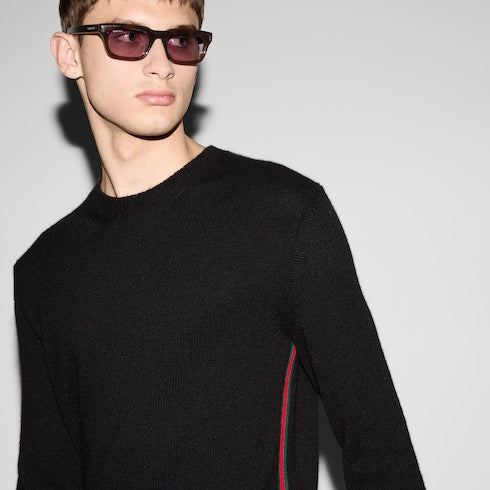 Cashmere sweater with Web intarsia