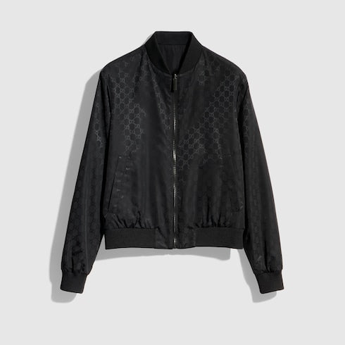 Reversible light silk faille zip jacket
