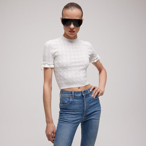 Braided cotton blend top
