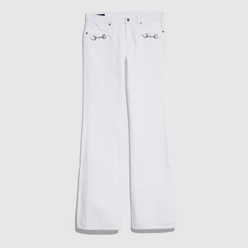 Cotton denim pants with Horsebit