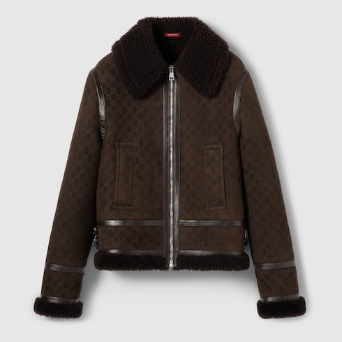 Printed suede shearling jacket