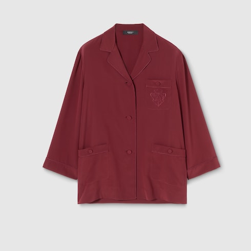 Silk crêpe de chine shirt with embroidery
