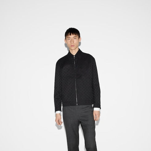 Reversible nylon and GG canvas jacket
