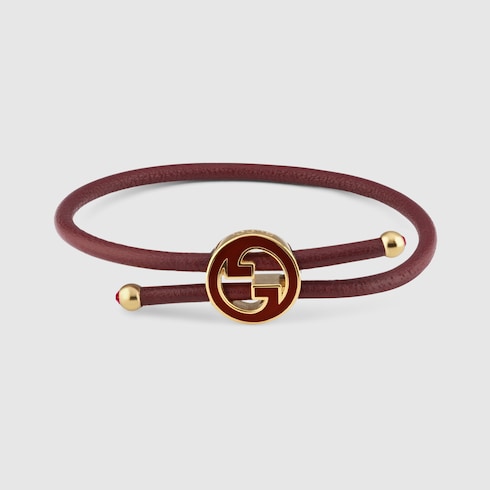 Bracelet with enamel Round Interlocking G