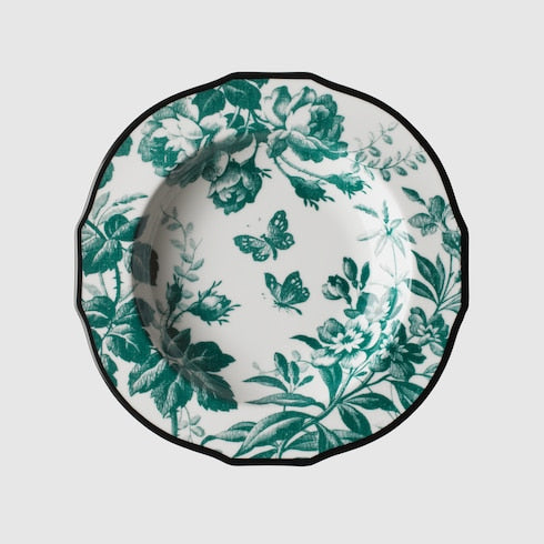 Green Herbarium Rim Soup Bowl, Set Of Two