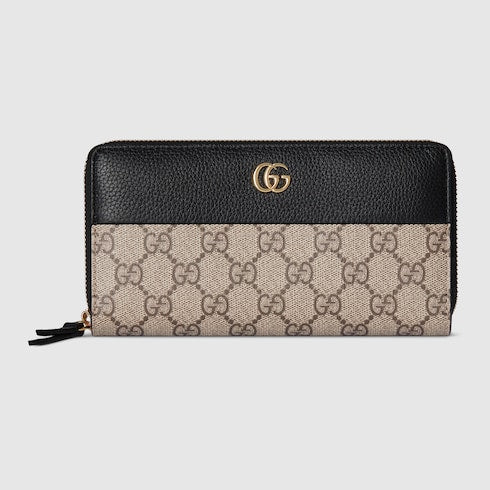Bi-color GG Marmont zip around wallet
