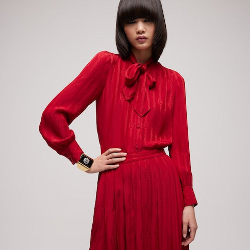 Interlocking G chain silk jacquard shirt
