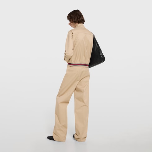 Cotton twill pants with embroidery