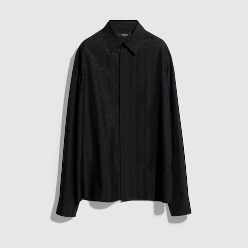 Silk habotai shirt with jacquard detail
