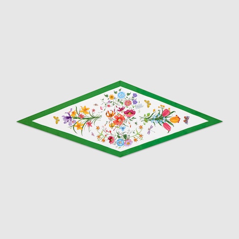 Printed silk twill diamond scarf