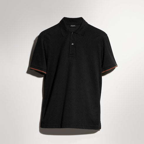Silk jersey polo shirt with Web