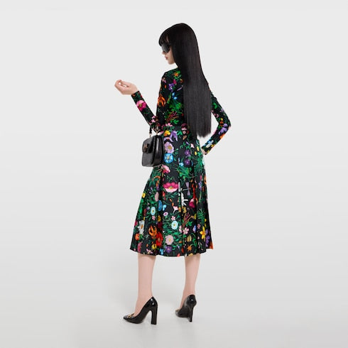 Printed sparkling jersey turtleneck