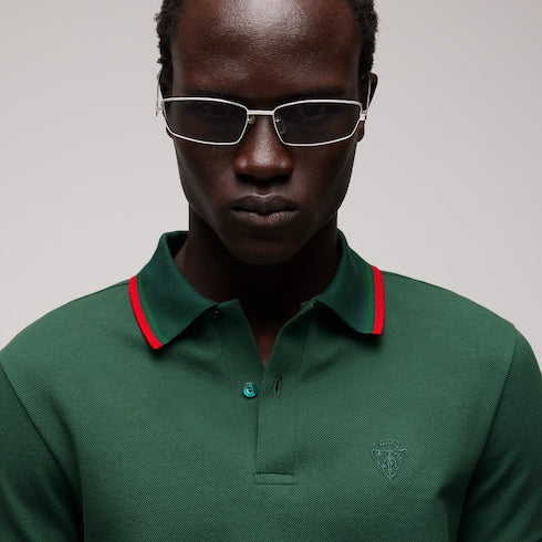 Cotton piquet polo shirt with embroidery